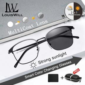 Louiswill Glasses for Men Glasses for Girls Sunglasses for Women Transparent Glasses Fashion Sunglasses Photoctromic Auto Color Changing Sunglasses Anti Blue Ray Eye Glasses Driving Glasses Dual-Use H