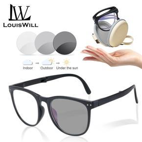 LouisWill Folding Photochromic Sunglasses Fashion Vintage Glasses With Polarized Lens PC Frame Anti Blue Light Blocking Radiation Sunglasses Unisex Trend Office Computer Goggles Video Gaming Eyewear