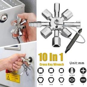 DASI 10-in-1 Multifunction Key Wrench Combination Tool In the Electric Control Cabinet Water Meter Valve Key Spanner Tool