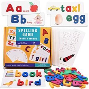 Cardboard English Spelling Toy, Alphabet Game Early Educational Wooden Pattern Blocks Set - For Kids GlFT