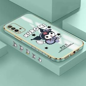 Hontinga for Redmi 9T/Redmi 9 Power Luxury 6D Plating Soft Casing Silicone Square Frame Phone Case Shiny Bling Back Cover Cute Cartoon Anime Characters Case