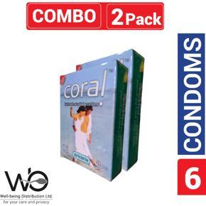 Coral - Ultra Thin Extra Time Lubricated Natural Latex Condom - Combo Pack - 2 Packs - 3x2=6pcs