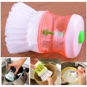 Creative Automatic hydraulic Pot Brush Liquid Storage Cup Kitchen Boiler Plastic Cleaning Brushes Kitchen Cleaner