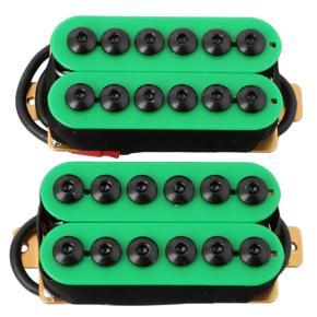 2Pcs Double Coil Electric Guitar Humbucker Pickup Bridge&Neck Ceramic Magnet Invader Style Punk Green