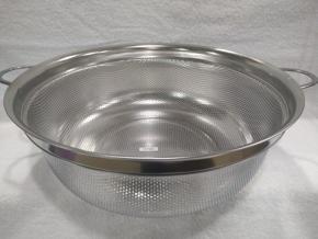 Stainless Steel Heavy Round Net Bowl 32 cm - 1 Piece Silver Color