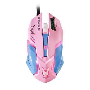 E-Sports USB Gaming Mouse Pink Colorful LED Light Mouse Audible Gaming Mouse - Pink