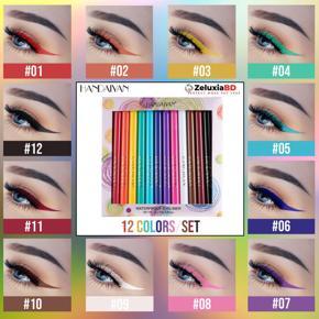 HANDAIYAN 12 Colors Rainbow Liquid Eyeliner Set Waterproof Long Lasting Not Smudge Quick Dry Colorful Eye Liner