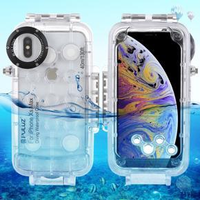 PULUZ 40m/130ft Waterproof Diving Housing Photo Video Taking Underwater Cover Case for iPhone XS Max(Transparent)