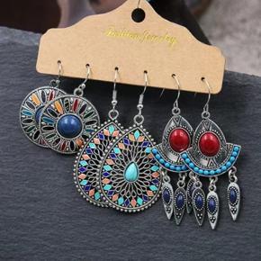 New Trendy 3 Pairs = 6 Pcs Vintage Antique Bohemian Ethnic Dangle Drop Fashionable Stylish Simple Big Size Earrings Set for Girls Simple Stylish/ Earrings for Women New Collection - Gifts for Women