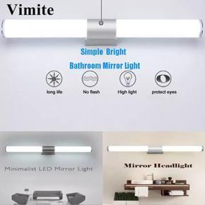 Vimite 12W 16W LED Bathroom Makeup Wall Light Sconces Modern Simple Mirror Front Lamp Indoor Stainless Steel Waterproof Vanity Wall Lamp for Room Toilet Lighting Warm White 110V-240V