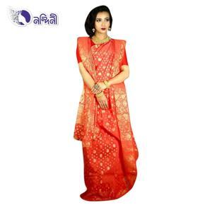 Red Half Silk Jamdani Sharee For Women
