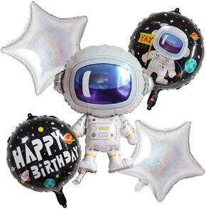Astronaut / Spaceman Shaped Foil Balloon - Pack of 5 For Space Birthday Party Theme