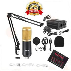 BM800 Condenser Microphone Studio Package BM 800 & V8 Plus & Phantom Power Supply With XLR Cable For Facebook YouTube, etc.