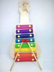 HarnezZ Wooden Xylophone Hand Knock Guitar-shaped Piano Musical Toy for Kids - Multi-Color