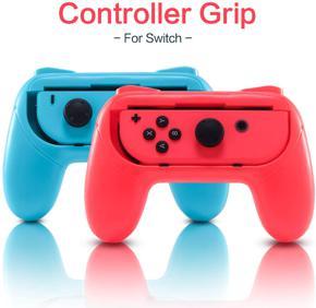 2PCS Grips Controller Handle Handheld Holder For Nintendo Switch Joy-Cons - Red and blue
