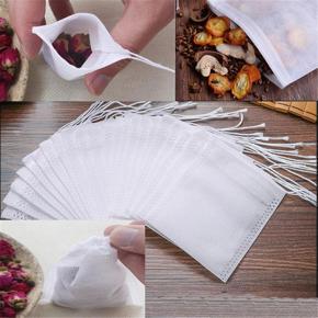 50 Pack Disposable Tea Filter Bag Empty Tea Bags Drawstring Loose Tea Bag 6x8 cm