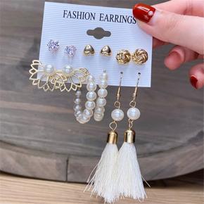 New Trendy 6 Pairs = 12 Pcs Pearl Stud Earrings Set for Women New Collection - Bohemian Fashion Jewelry - Earring for Women/ Earrings Set for Girls Simple