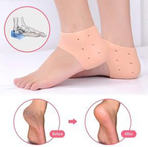 Soft Silicone Heel Pads Anti Crack Heel Protector 1 Pair Silicone Gel Heel Crack Protector Non-Slip Silicone Sock (Human Skin Color)  , Feet Care Products Medical Cracked Silicone Care Heel Cover Cush