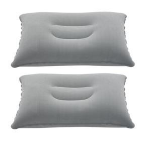 ARELENE 2X Portable Folding Air Inflatable Pillow Double Sided Flocking Cushion for Travel Plane Hotel Hot Worldwide Light Grey