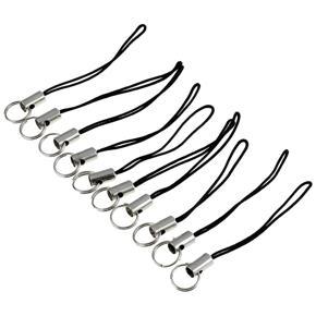 10 Piece Cell Phone Strap with Black/Silver Tone Split Ring