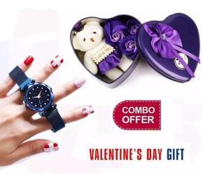 Valentines Sweet love Heart Love Box & Magnet Watch Combo Supper Gift