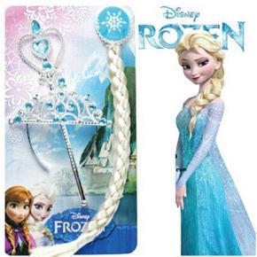 Frozen Elsa False Hair,Crown & Wand Set