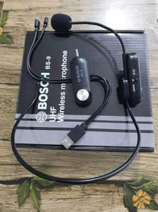 WIRELESS HEADSET BOSCH BS-9 BLUETOOTH MICROPHONE MOBILE SUPPORTED WITH CONVERTER FOR SPEAKER AMPLIFIER BLACK