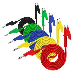 BRADOO 5PCS 4mm Multimeter Banana Plug to Alligator Clips Test Lead for Electrical Testing Wires and Alligator Clip Cable