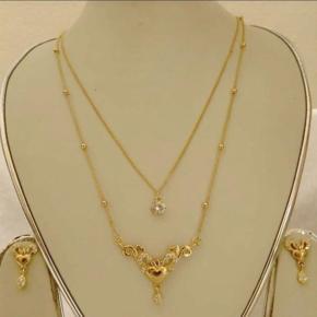 Two Layer Gold Plated Necklaces White Earring / Indian Jewellery For Girls