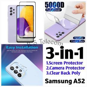 3-in-1 Combo Pack for Samsung Galaxy A52 Screen Protector+Camera Protector+Back Poly