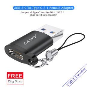 CASIFY USB 3.0 Male to USB Type C Female OTG Adapter Converter For Smartphones - Black