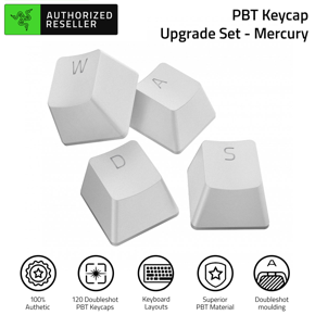 RAZER PBT Keycap Upgrade Set Backlight Compatible Doubleshot Molding With Ultra-Thin Font 120 KeyCaps Pink/White/Black/Green