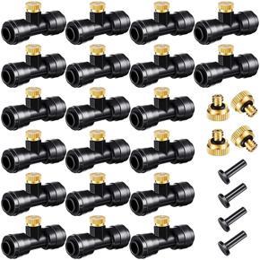 Misting Nozzles Kit Include Water Misting Nozzle Tees Thread 1/4 Inch and Brass Orifice Nozzle with Black Plug