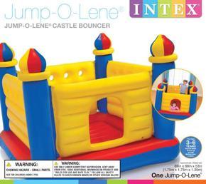 Intex Jump and Lin Castle Inflatable Bouncer Playhouse with Electric Pump