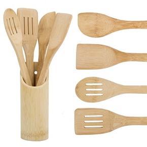 5pcs Bamboo Wooden Kitchen Cooking Tools Utensils Set Spatulas