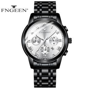 FNGEEN Quartz Calendar Men Watch Steel/Leather Belt Classic Men's Wristwatch Waterproof Watch For Men