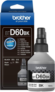 Brother BTD60BK Ultra High Yield Black Ink Bottle for Ink Tank Printers, 108 ml