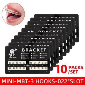 200 Pcs/10 Packs Dental Orthodontics Metal Brackets Braces Mini M-BT 3 hooks 022"slot -