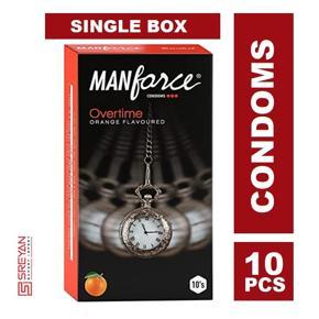 Manforce Overtime Orange 3in1 (Ribbed, Contour, Dotted) Condoms - 10Pcs Pack(India)