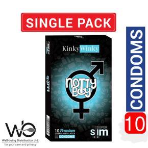 NottyBoy KinkyWinky Condom - Super Slim Lubricated Latex Condom - 10pcs Pack (Made in India)