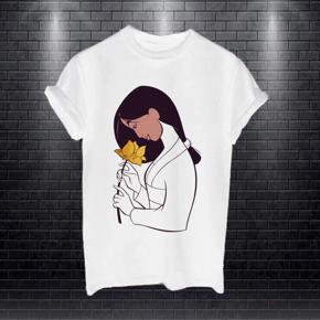 Ladies White Golap Half Sleeve T-shirt