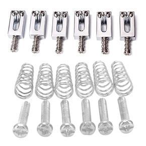 BRADOO- 12 Pcs Guitar Parts:6 Pcs Electric Guitar Tremolo Bridge String Saddles Mount Conical Spring and Screws & 6 Pcs Electric Guitar Bridge Saddles Flat Set for Strat Tele Replacement