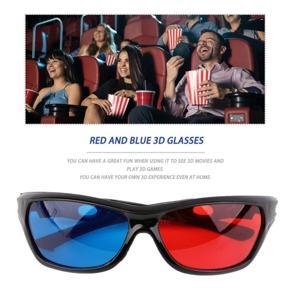 CHEER Black Frame Red Blue 3D Glasses For Dimensional Anaglyph Movie Game DVD Blue - Intl