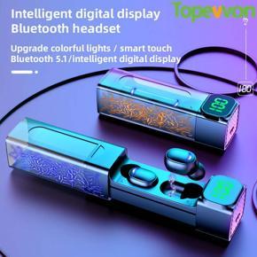 E50 Wireless Bluetooth 5.1 In Ear EarphoneTWS Intelligent Digital Display Waterproof Headset Smart Touch Upgrade Colorful Lights Headphone