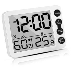 ARELENE Digital Hygrometer Thermometer with Clock Humidity Monitor Timer Alarm for Home Office Nursery Baby Room