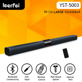 Soundbar Speaker Leerfei YST-5003 Sound bar for TV Large Size 99cm Wide Soundbar With Wall Mount Option Bluetooth Optical AUX Interface Sound Box Integrated With 4x5W Speakers Television Sound bar