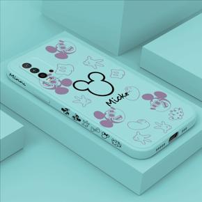 Hontinga for Redmi 9T / Redmi 9 Power Case Side Design Cute Mouse Avatar Back Cover Soft Square Edge Pattern Liquid Silicone Trend Phone Cases