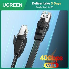 UGREEN Ethernet Cable Cat8 40Gbps Flat Network Cable High Speed Cat8 U/FTP for Laptop PC PS4 Lan Patch Cord Cable RJ45