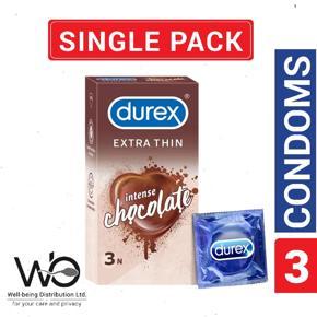 Durex - Extra Thin Intense Chocolate Flavored Condom - Single Pack - 3x1=3pcs