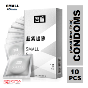 Small Fit Ultra Thin Plain 45mm Silver Condoms - 10Pcs Pack